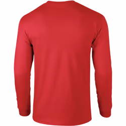 Gildan Mens Plain Crew Neck Ultra Cotton Long Sleeve T-Shirt - 2XL, Red