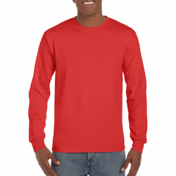 Gildan Mens Plain Crew Neck Ultra Cotton Long Sleeve T-Shirt - 2XL, Red