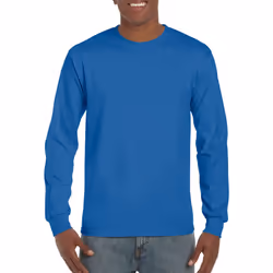 Gildan Mens Plain Crew Neck Ultra Cotton Long Sleeve T-Shirt - XL, Royal