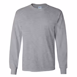 Gildan Mens Plain Crew Neck Ultra Cotton Long Sleeve T-Shirt - S, Sport Grey