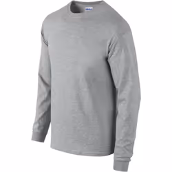 Gildan Mens Plain Crew Neck Ultra Cotton Long Sleeve T-Shirt - S, Sport Grey