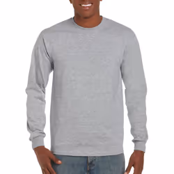 Gildan Mens Plain Crew Neck Ultra Cotton Long Sleeve T-Shirt - S, Sport Grey