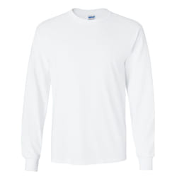 Gildan Mens Plain Crew Neck Ultra Cotton Long Sleeve T-Shirt - XL, White