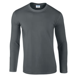 Gildan Mens Soft Style Long Sleeve T-Shirt - 2XL, Charcoal