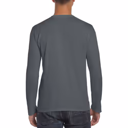 Gildan Mens Soft Style Long Sleeve T-Shirt - 2XL, Charcoal