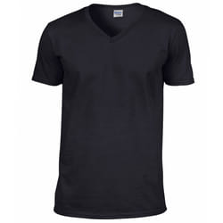 Gildan Mens Soft Style V-Neck Short Sleeve T-Shirt - S, Black