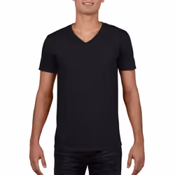 Gildan Mens Soft Style V-Neck Short Sleeve T-Shirt - M, Black