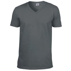 Gildan Mens Soft Style V-Neck Short Sleeve T-Shirt - S, Charcoal