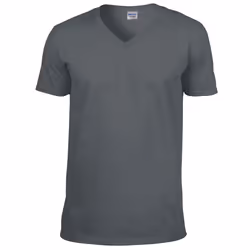 Gildan Mens Soft Style V-Neck Short Sleeve T-Shirt - L, Charcoal