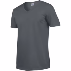 Gildan Mens Soft Style V-Neck Short Sleeve T-Shirt - L, Charcoal