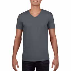 Gildan Mens Soft Style V-Neck Short Sleeve T-Shirt - L, Charcoal