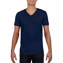 Gildan Mens Soft Style V-Neck Short Sleeve T-Shirt - L, Navy