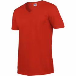 Gildan Mens Soft Style V-Neck Short Sleeve T-Shirt - S, Red