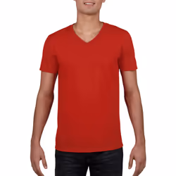 Gildan Mens Soft Style V-Neck Short Sleeve T-Shirt - S, Red