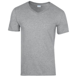 ) Gildan Mens Soft Style V-Neck Short Sleeve T-Shirt - S, Sport Grey (RS