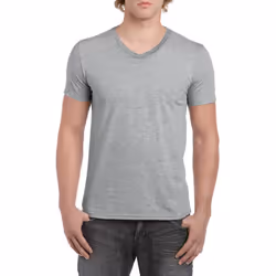 ) Gildan Mens Soft Style V-Neck Short Sleeve T-Shirt - XL, Sport Grey (RS