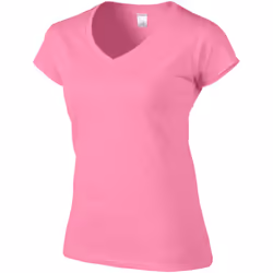 Gildan Ladies Soft Style Short Sleeve V-Neck T-Shirt - S, Azalea