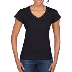 Gildan Ladies Soft Style Short Sleeve V-Neck T-Shirt - 2XL, Black