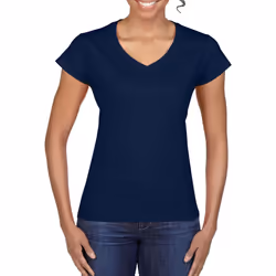 Gildan Ladies Soft Style Short Sleeve V-Neck T-Shirt - XL, Navy