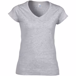 ) Gildan Ladies Soft Style Short Sleeve V-Neck T-Shirt - S, Sport Grey (RS