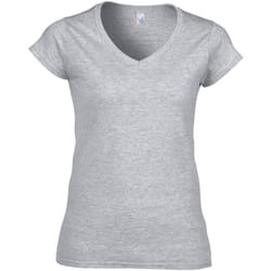 ) Gildan Ladies Soft Style Short Sleeve V-Neck T-Shirt - S, Sport Grey (RS