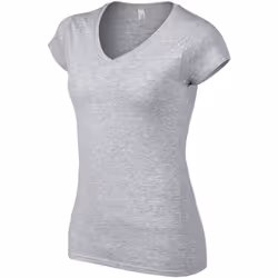 ) Gildan Ladies Soft Style Short Sleeve V-Neck T-Shirt - S, Sport Grey (RS