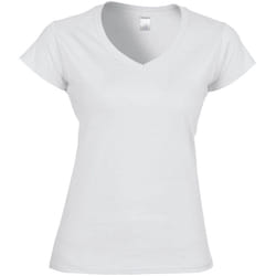 Gildan Ladies Soft Style Short Sleeve V-Neck T-Shirt - M, White