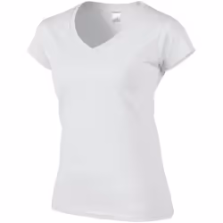 Gildan Ladies Soft Style Short Sleeve V-Neck T-Shirt - M, White