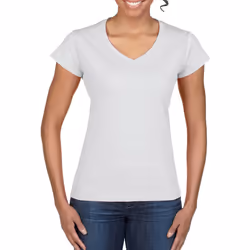 Gildan Ladies Soft Style Short Sleeve V-Neck T-Shirt - M, White