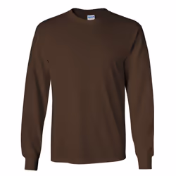 Gildan Mens Plain Crew Neck Ultra Cotton Long Sleeve T-Shirt - XL, Dark Chocolate