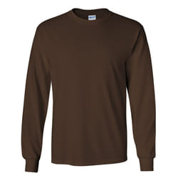 Gildan Mens Plain Crew Neck Ultra Cotton Long Sleeve T-Shirt - XL, Dark Chocolate
