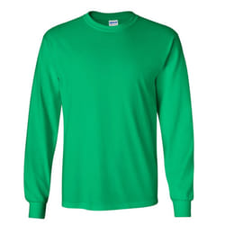 Gildan Mens Plain Crew Neck Ultra Cotton Long Sleeve T-Shirt - 2XL, Irish Green