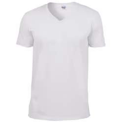 Gildan Mens Soft Style V-Neck Short Sleeve T-Shirt - L, White