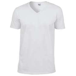 Gildan Mens Soft Style V-Neck Short Sleeve T-Shirt - L, White
