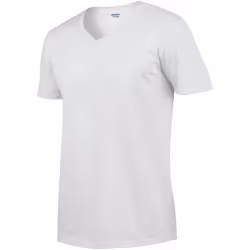Gildan Mens Soft Style V-Neck Short Sleeve T-Shirt - L, White