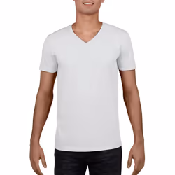 Gildan Mens Soft Style V-Neck Short Sleeve T-Shirt - L, White