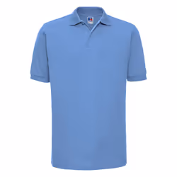 Russell Mens Ripple Collar & Cuff Short Sleeve Polo Shirt - XS, Sky Blue