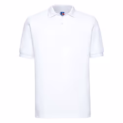 Russell Mens Ripple Collar & Cuff Short Sleeve Polo Shirt - 6XL, White