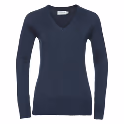 Russell Collection Ladies/Womens V-Neck Knitted Pullover Sweatshirt - M, French Navy