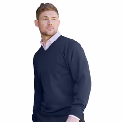 Russell Collection Mens V-Neck Knitted Pullover Sweatshirt - XS, French Navy