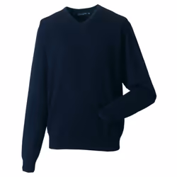 Russell Collection Mens V-Neck Knitted Pullover Sweatshirt - XS, French Navy