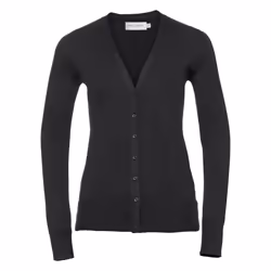 Russell Collection Ladies/Womens V-neck Knitted Cardigan - 2XS, Black