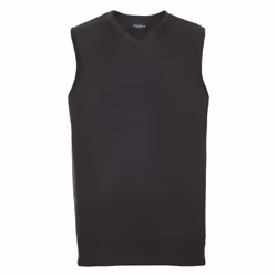 Russell Collection Mens V-Neck Sleevless Knitted Pullover Top / Jumper - XL, Black