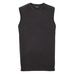 Russell Collection Mens V-Neck Sleevless Knitted Pullover Top / Jumper - XL, Black