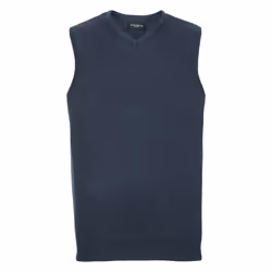 Russell Collection Mens V-Neck Sleevless Knitted Pullover Top / Jumper - XS, French Navy