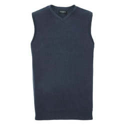 Russell Collection Mens V-Neck Sleevless Knitted Pullover Top / Jumper - XS, French Navy