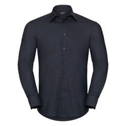 Russell Collection Mens Long Sleeve Easy Care Tailored Oxford Shirt - 19.5inch, Black