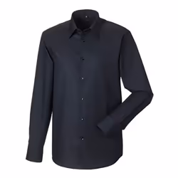 Russell Collection Mens Long Sleeve Easy Care Tailored Oxford Shirt - 19.5inch, Black