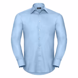Russell Collection Mens Long Sleeve Easy Care Tailored Oxford Shirt - 15.5inch, Oxford Blue