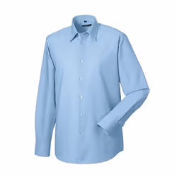 Russell Collection Mens Long Sleeve Easy Care Tailored Oxford Shirt - 15.5inch, Oxford Blue